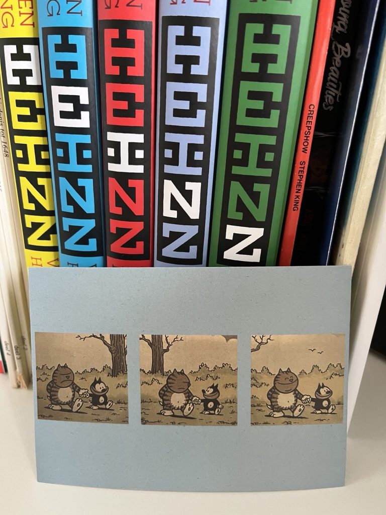 Strips over een chagrijnige rode kat die Heinz heet.